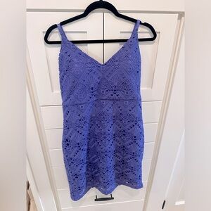 GUESS, Size 12, Purple, NWT 
Women's Geo Lace V-Neck Sleeveless Slip Dress